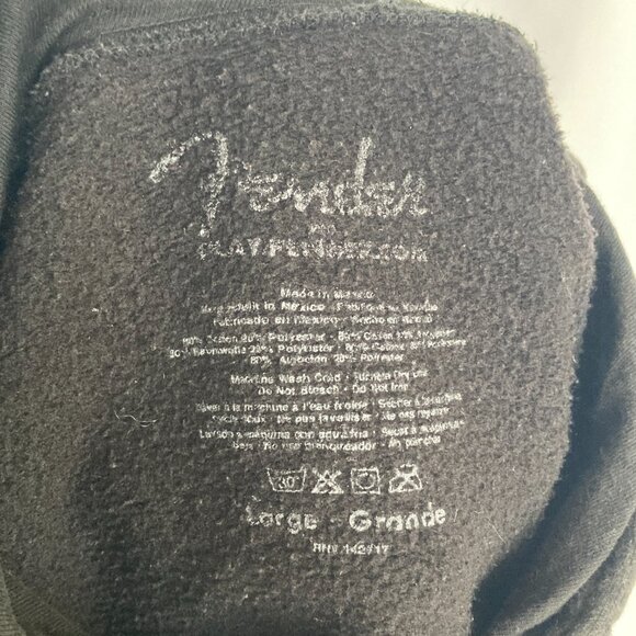 Fender Unisex Spaghetti Logo Black Hoodie White Logo Size Large EUC - Picture 3 of 10